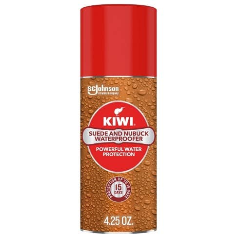 A can of a Kiwi Suede Nubuck Boot Water Proofer Spray