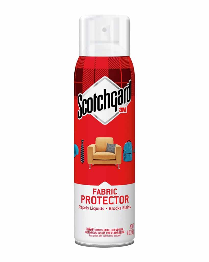 A view of a can of Scotch Guard Fabric and Shoe Protector Spray