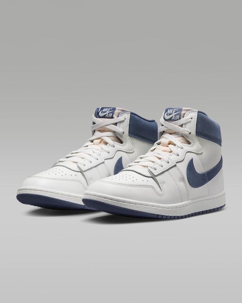 A view of blue and white Nike Air Ship Shoes