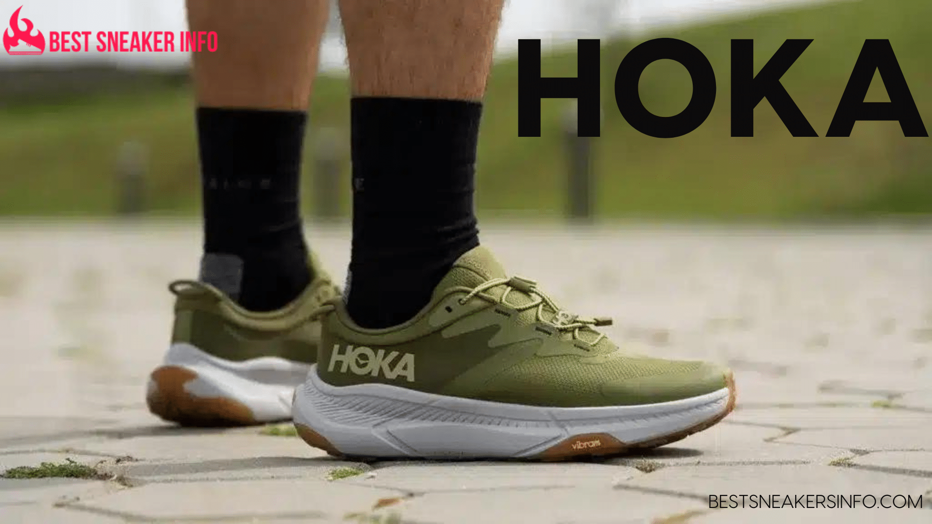 man wearing hoka sneakers