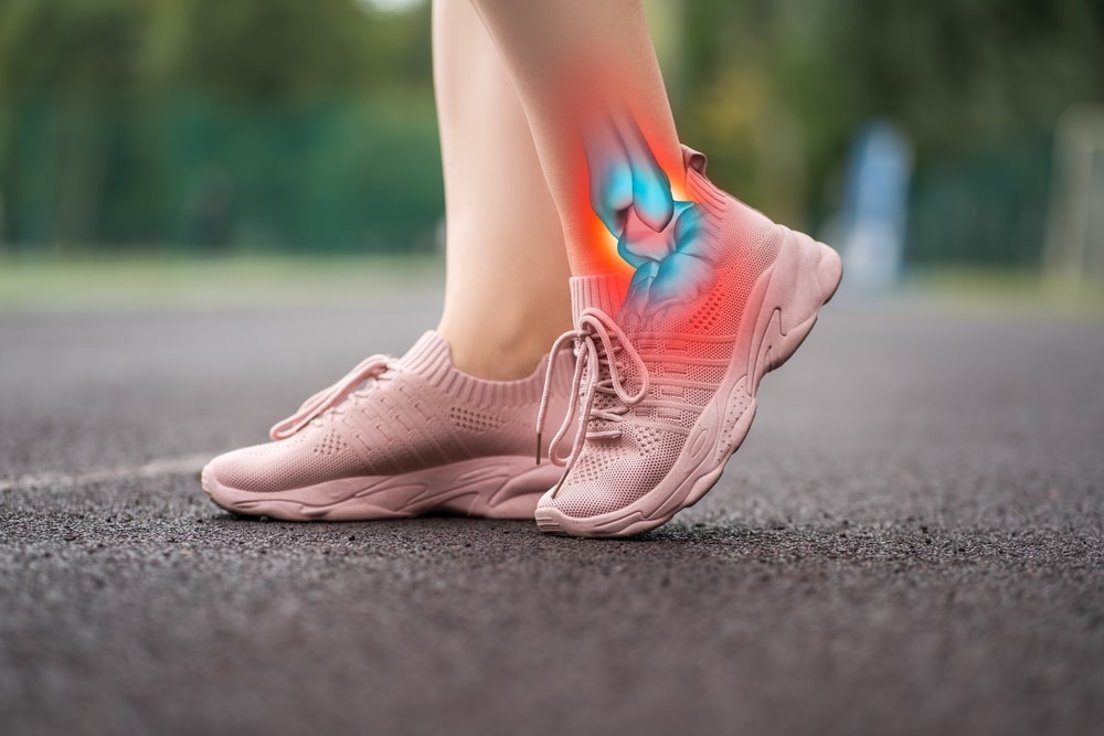 Achilles Tendon Injury Joint Inflammation Foot Pain Woman Suffering From