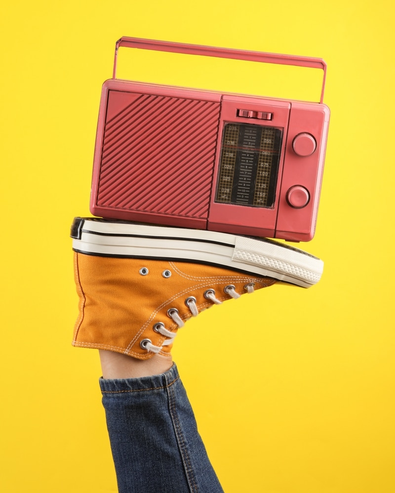 Retro Radio Receiver On A Retro s Sneaker Of A